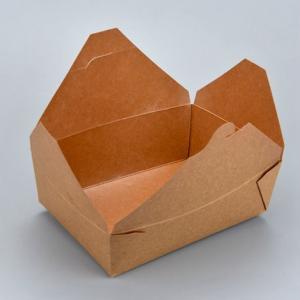 China brown color disposable lunch box in Kraft paper food packing box supplier
