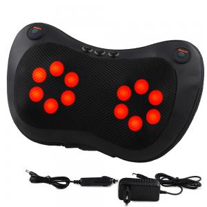 China Black Color Infrared Neck Massager , Electric Neck Pillow With Springy Massage Balls supplier