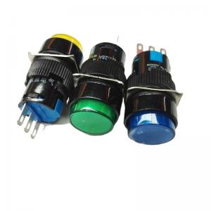China Round Aluminum Push Switch Latching 19Mm Boat 16Mm Plastic Elevator Box 8Mm Pcb Led 12V 24V 12Mm Button supplier