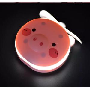 China Carton USB rechargeable pig bear mini fan LED light cosmetic make up mirror LED light fan supplier