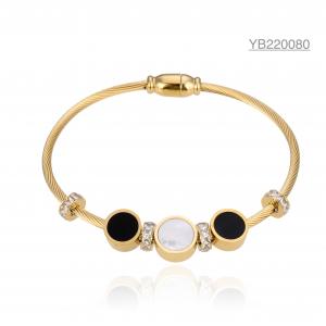 China Stainless CZ Gold Jewelry Bracelet Cylinder Pandora Diamond Bangle supplier