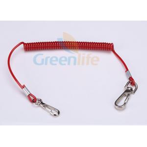China Stretchable Red Coil Tool Lanyard With Swivel Clips Custom Retainer supplier