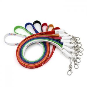 Multicolor Lanyard Usb Cable , Phone Data Transfer Cable Nylon Braided Material