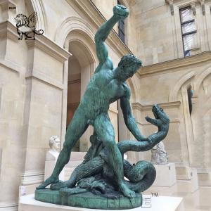 BLVE Hercules Fighting Snake Bronze Sculpture Famous Greek God Naked Man And Snake Statue Metal Garden