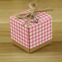 China Check Patterns Chocolate Candy Paper Square Box 260gsm Wedding Favor Gift Box on sale
