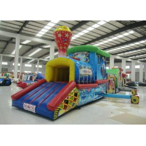 China Colourful Amusement Park Blow Up Bounce House , Outdoor Obstacle Course Moon Bounce Inflattable Tunnel supplier