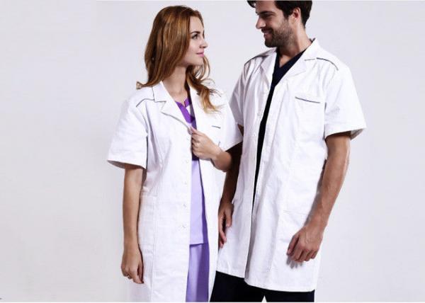 Unisex Practical White Doctor Lab Coat Eco - Friendly Unique Design With Buttons