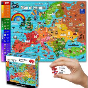 Color Europe Map 1000 Piece Paper Jigsaw Puzzle For Kids 12+ Teens Adults Families