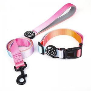 China Polyester cute dog leash and collar set Anti Break Metal Buckle Lable With Handle supplier