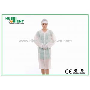 Soft Fluid Resistant Disposable Use Protective Lab Coat With Zip for factory/laboratory/food industry