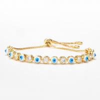 China Women Girls 24k Gold Bracelet Drop Oil Evil Eyes Zricon Link Chain Bangle Bracelet on sale