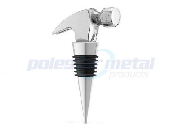 3-1/2" Polished Chrome Zinc Alloy / Brass Hammer Wine Bottle Stoper