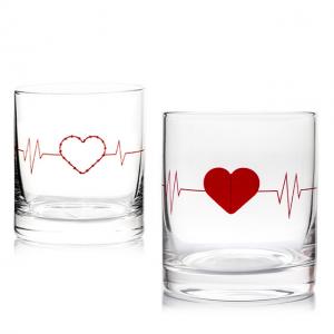 China Rich Shape Couple Cup Vodka Glass Custom Logo Decal Printing Glass Gift supplier