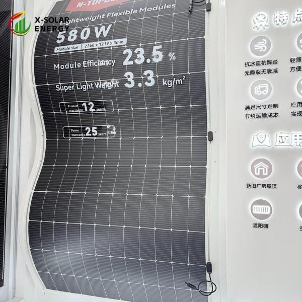 23.8% Efficiency Lightweight Photovoltaic Cell Panel BIPV Module Max. Power 580W Module Operating Temperature Range -40-85