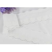 China Cotton White Embroidered Lace Trim For Spring Girl's Sock With Scalloped Edge on sale