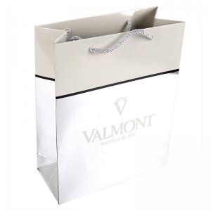 China Custom Printed Glossy Silver Paper Carrier Bags With Embossed Logo Suppliers supplier