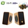 Real Bamboo Wired Wooden Speaker , Super Bass Multimedia HiFi Desk Stereo