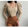 Small Order Clothing Manufacturers Vintage Square Neck Long Puff Sleeve Boning