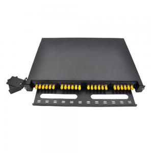 Black ODF Patch Panel Simplex 24F 24 Port ST Fiber Patch Panel Face Plate 6 Slot