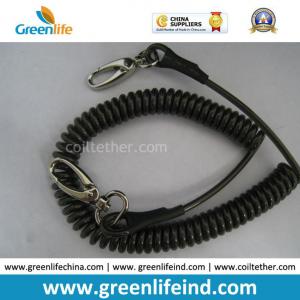 China Anti-Drop Black Spring Coil Tool Lanyard W/Oval Hooks supplier