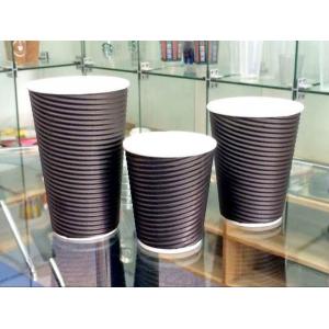 China 8oz 12oz 16oz Black Ripple Paper Cup , Eco Friendly Disposable Tea Cups supplier