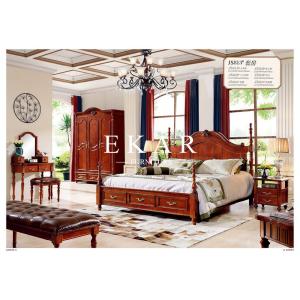 Classical Deep Color Wooden King Queen Size Bed Bedroom Furniture