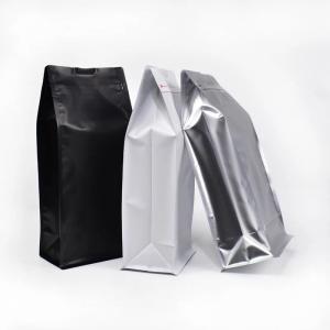 plastic coffee mate packaging bag quad side seal bag with flat bottom