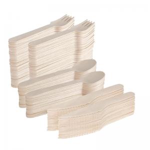 160mm Disposable Wooden Cutlery Set , Biodegradable Wooden Cutlery Individually Wrapped