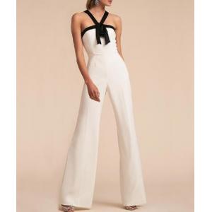 Custom Clothing Factory China Women'S Sexy Jumpsuit Halter Neck Sleeveless Wide Leg Long Pant Romper One Piece Outfit