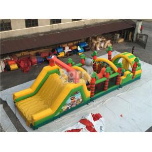 China Challenging Inflatable Obstacle Course Bounce House Red , Blue , Black supplier