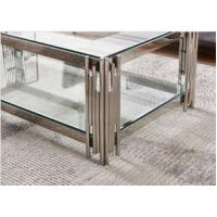 China Stainless Steel Base Tempered Low Glass Top Postmodern Coffee Table 40cm High on sale