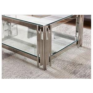 Stainless Steel Base Tempered Low Glass Top Postmodern Coffee Table 40cm High