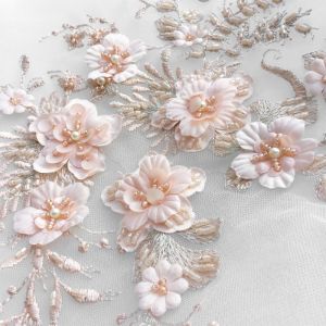 China New Style sequin fabric cloth flower with bead iron designer embroidered big clothing patches beaded patches for clothes wholesale