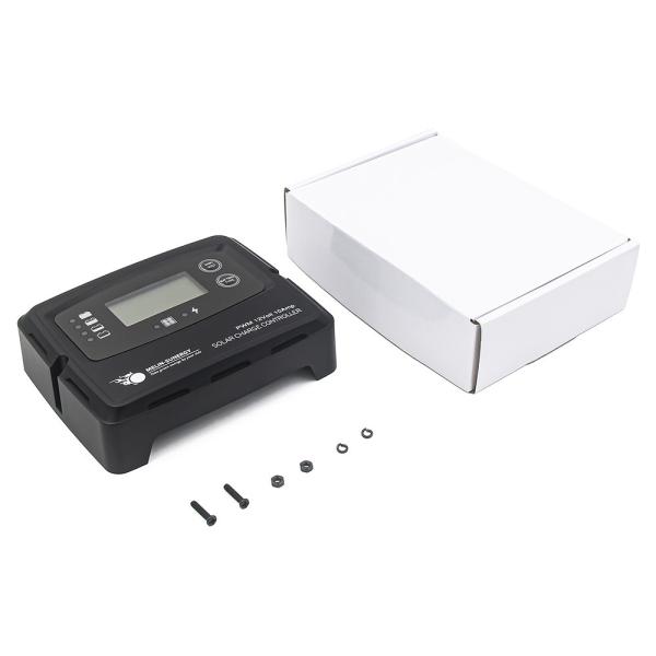 Black Digital Solar Charge Controller 15A with 5 Stage Charging and 50V Maximum Input Voltage for Lithium Battery