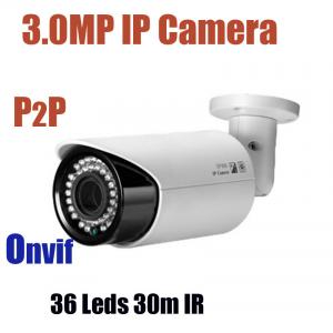 3.0MP Megapixels IP Bullet CCTV Camera Day Night Vision Plug and Play Onvif IP Camera