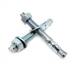 Silver Finish Expansion Screw for Concrete Wall Hardware Hex Through Bolt and Nuts