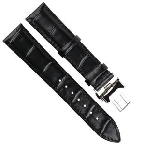 CE Passed Leather Watch Strap Bands , 20mm Watch Strap With Butterfly Buckle