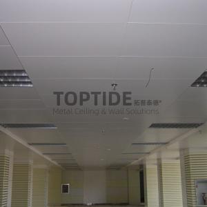Pearl White False Aluminum / Aluminium Suspended Metal Ceiling Grid Systems With Windproof