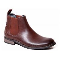 China Martin Mens Ankle Boots Round Toe Custom Real Leather Brown Boots on sale