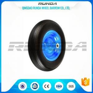 China 4inches Solid PU Foam Wheel, Line Pattern Polyurethane Caster Wheels 4.00-8 supplier