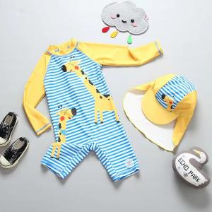 China Nylon Polyamide Boys' Swimsuit Set SPF50+ Younger Boys Swimwear Swimming Cap supplier