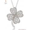 Beautiful lucky Four Leaf Clover Sterling Silver CZ pendant with white rhodium