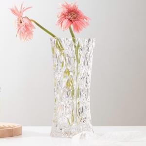 claro prensado a máquina de cristal cuadrado alto Crystal Vases de los floreros 22.5oz de la altura de los 24cm