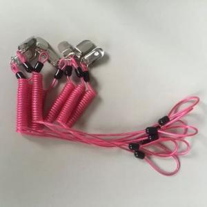 China Custom special OEM rose red spring coiled leash w/ metal alligator clip and loop end supplier
