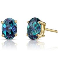 China 925 Sterling Silver 14k Yellow Gold Created Alexandrite Pear Shape Stud Earrings for Women Fashion Jewelry on sale