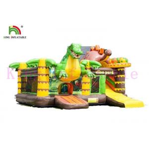 China Dinosaur Theme PVC Blow Up Bouncy Castle With Slide Jungle Adventure For Kids supplier