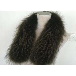 China Green Medium / Large 100% Gunine Raccoon Fur Collar For Coats wholesale
