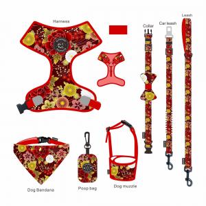 China Luxury Dog Collar Leash Harness Set 6 Piece Design Sweat Resistant supplier