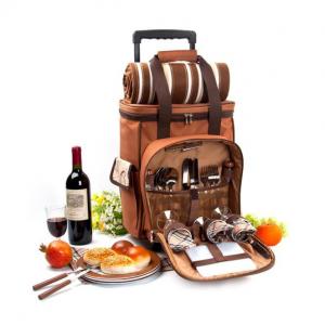 Pull rod Picnic Bag with 4 wheels Cooler Compartment, Wine Holder, Waterproof Picnic Blanket wholesale