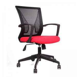 Office Furniture Simple and Comfortable Black Mesh Swivel Chair with Red Cushion